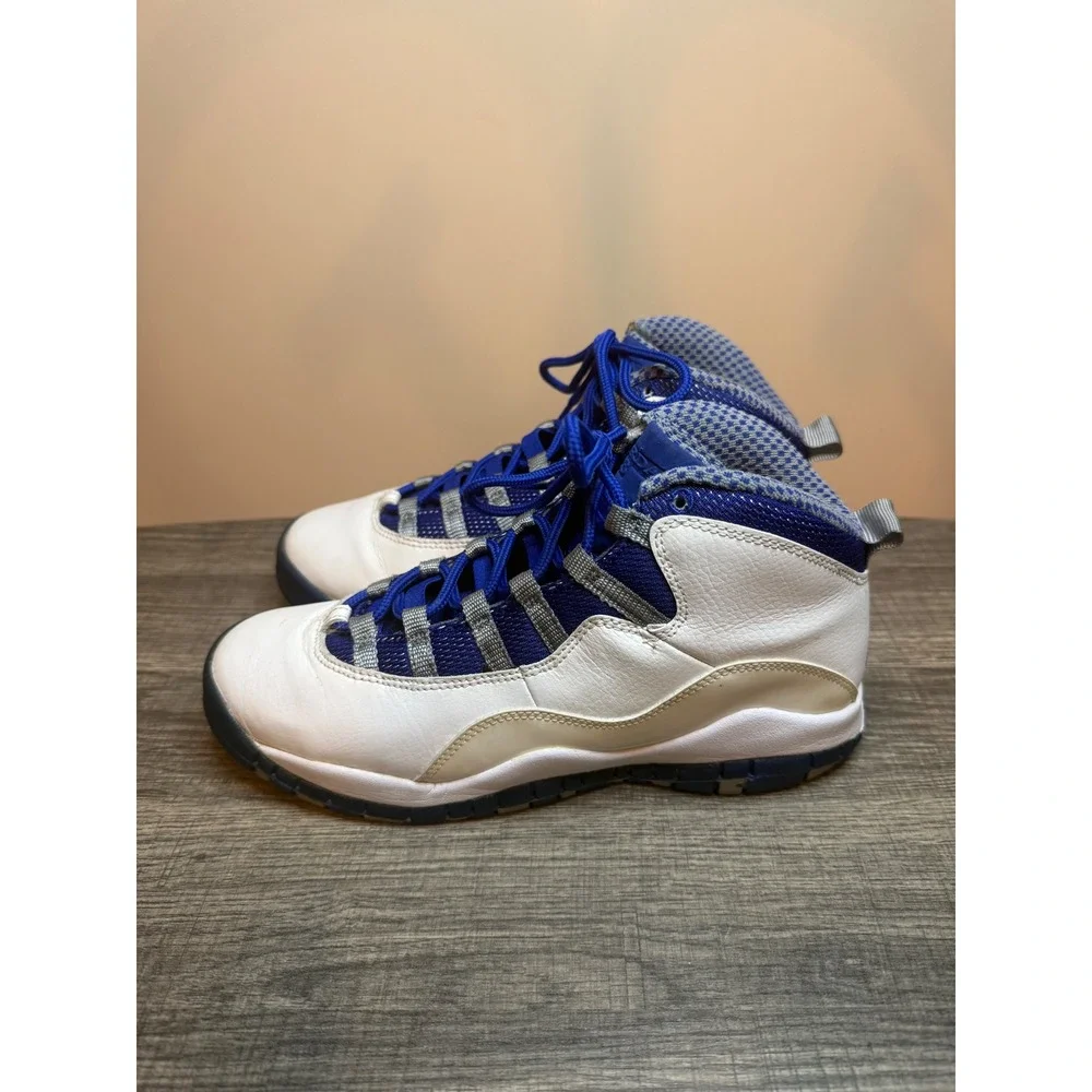 Air Jordan 10 Retro TXT GS Old Royal White Blue Sneakers 487215-107 Kids 6Y